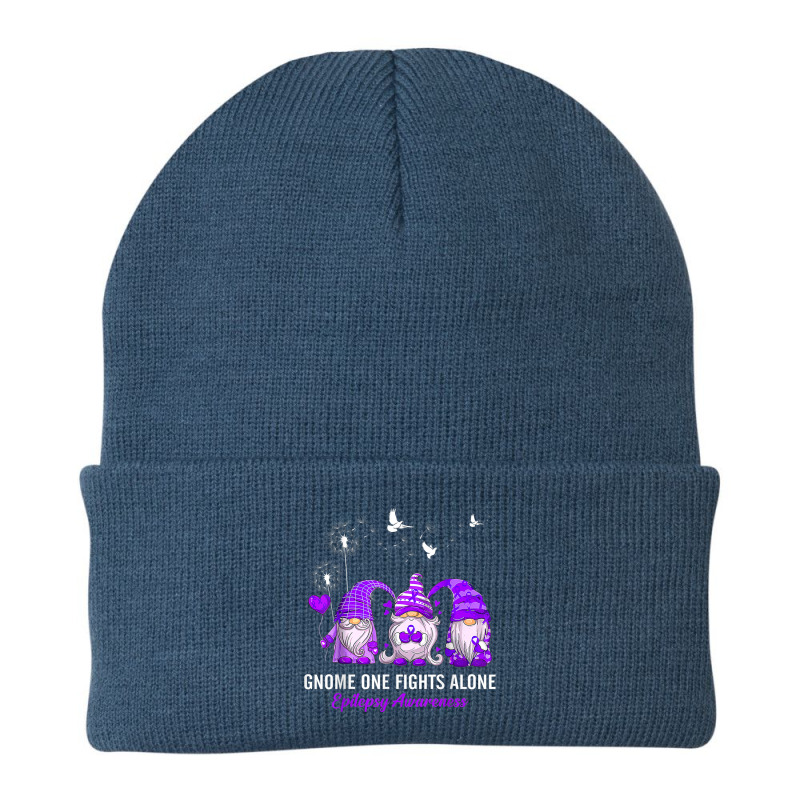 Gnomes One Fights Alone Epilepsy Awareness Beanie by NathanielDesign | Artistshot