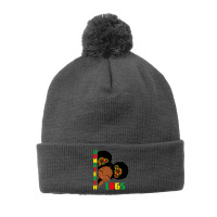 Juneteenth Celebrating 1865 Cute Black Girls Kids Pom Pom Beanie | Artistshot