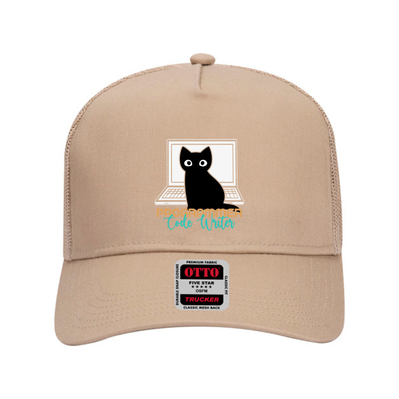 Funny Cat Programmer Code Writer Programming Codin Mesh Back Trucker Hat | Artistshot