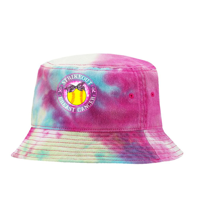 Softball Pitcher Hitter Catcher Strike Out Breast Cancer Awareness Sof Tie Dyed Bucket Hat by circularflap | Artistshot