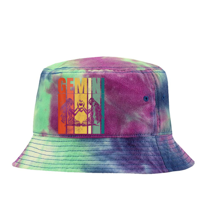 Vintage Gemini Man Astrology Lover Zodiac Gemini Birthday T Shirt Tie Dyed Bucket Hat by ReagerAero | Artistshot