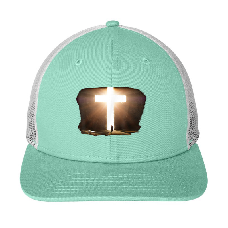 Man Running To Glowing Christian Cross Of Jesus Christ Painting Snapback Trucker Cap by Aria-Proctor | Artistshot