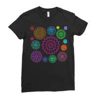 Flower Pattern T  Shirt Colorful Groovy Flower Pattern Outline T  Shir Ladies Fitted T-shirt | Artistshot