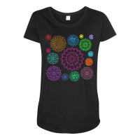 Flower Pattern T  Shirt Colorful Groovy Flower Pattern Outline T  Shir Maternity Scoop Neck T-shirt | Artistshot