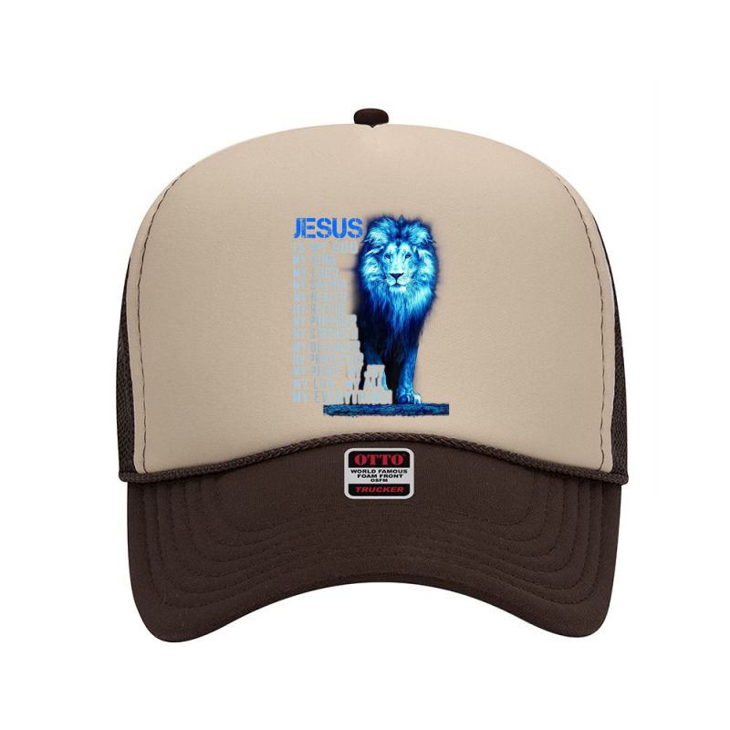 Jesus Is My God King My Lord My Savior Blue Lion Christian Graphic Foam Trucker Hat by Aria-Proctor | Artistshot