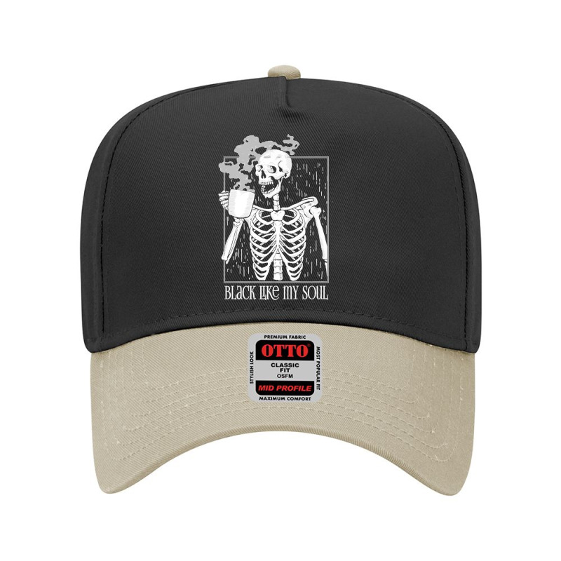 Black Coffee Like My Soul Skeleton Drinking Coffee Funny Premium T Shi Adjustable Baseball Cap by DonnaLee | Artistshot