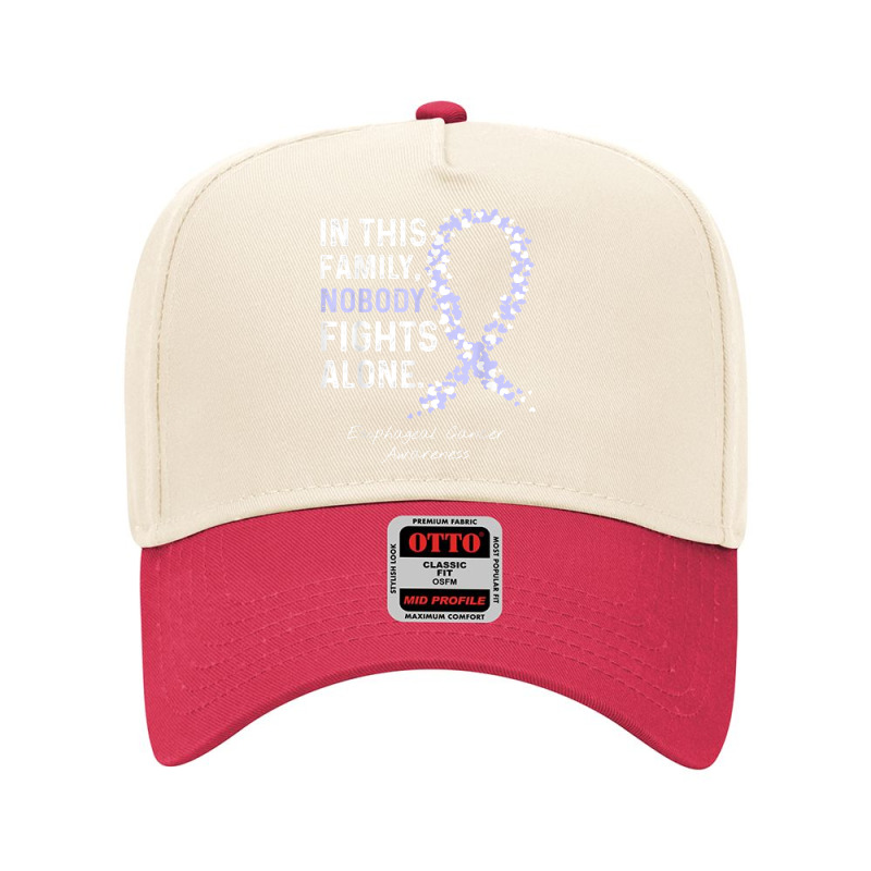 In This Family Nobody Fights Alone Esophageal Cancer Adjustable Baseball Cap by KellyStella | Artistshot