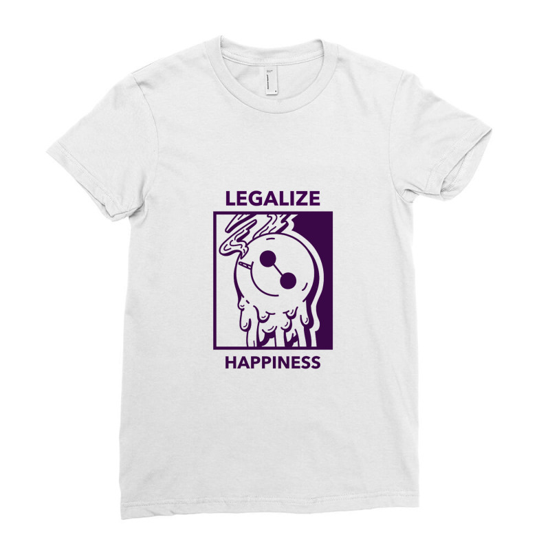 Legalize Happiness 420 Funny Weed Lover Gift Cannabis Smoker Marijuana Ladies Fitted T-Shirt by theblindletterer | Artistshot