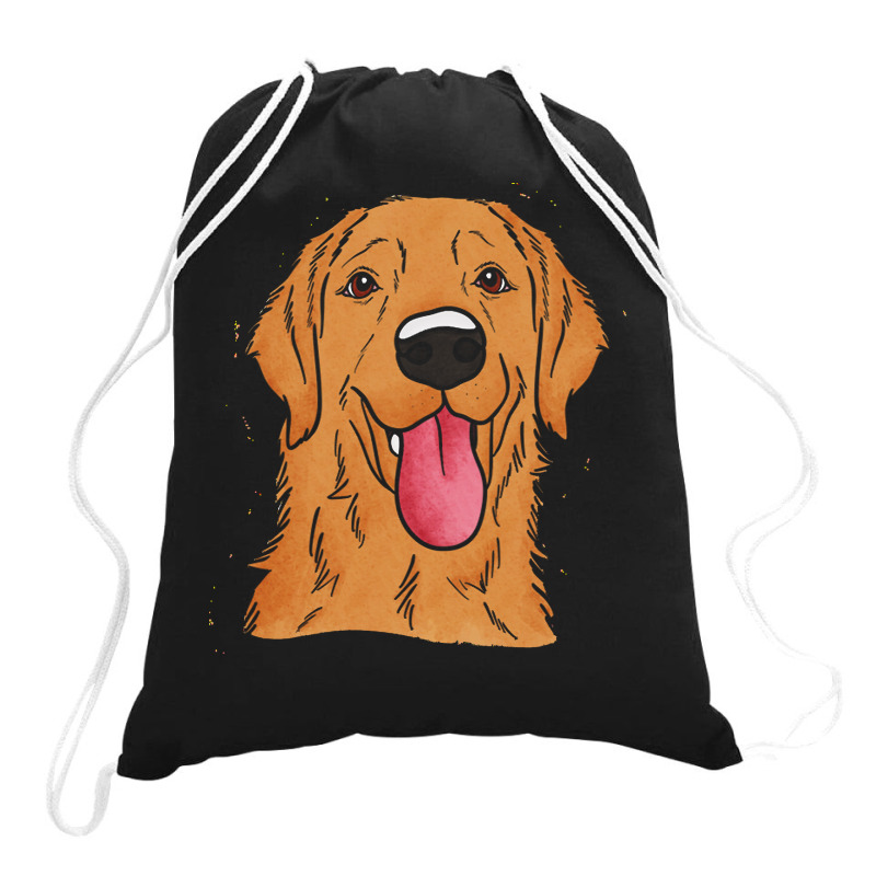 Golden Retriever T Shirt Happy Golden Drawstring Bags | Artistshot