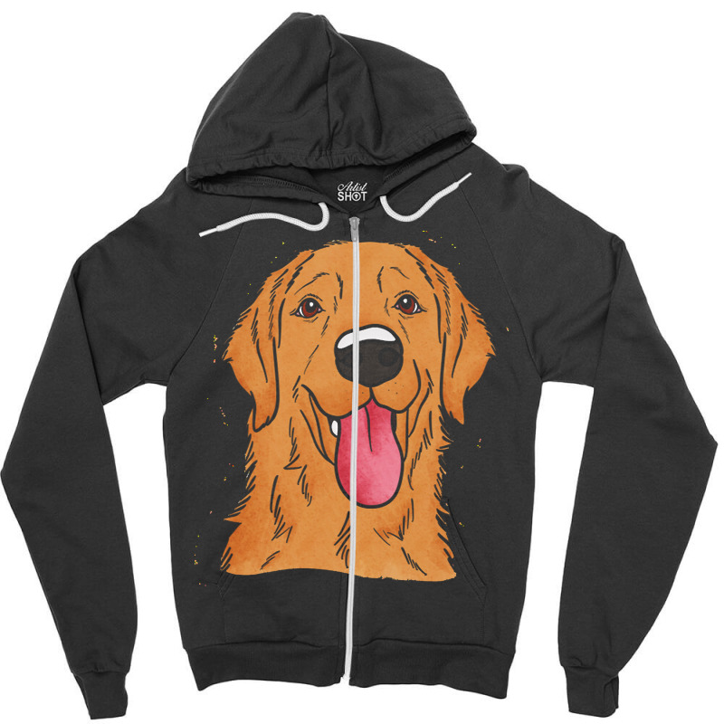 Golden Retriever T Shirt Happy Golden Zipper Hoodie | Artistshot