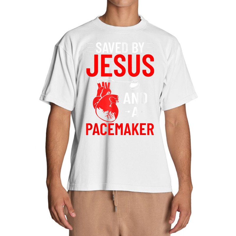 Saved By Jesus And A Pacemaker Heart Disease Awareness Funny T Shirt Urban Heavy T-shirt | Artistshot