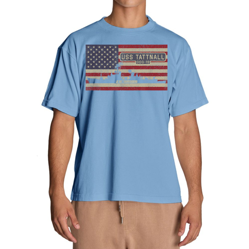 Uss Tattnall Ddg-19 Destroyer Ship Usa American Flag Urban Heavy T-shirt | Artistshot