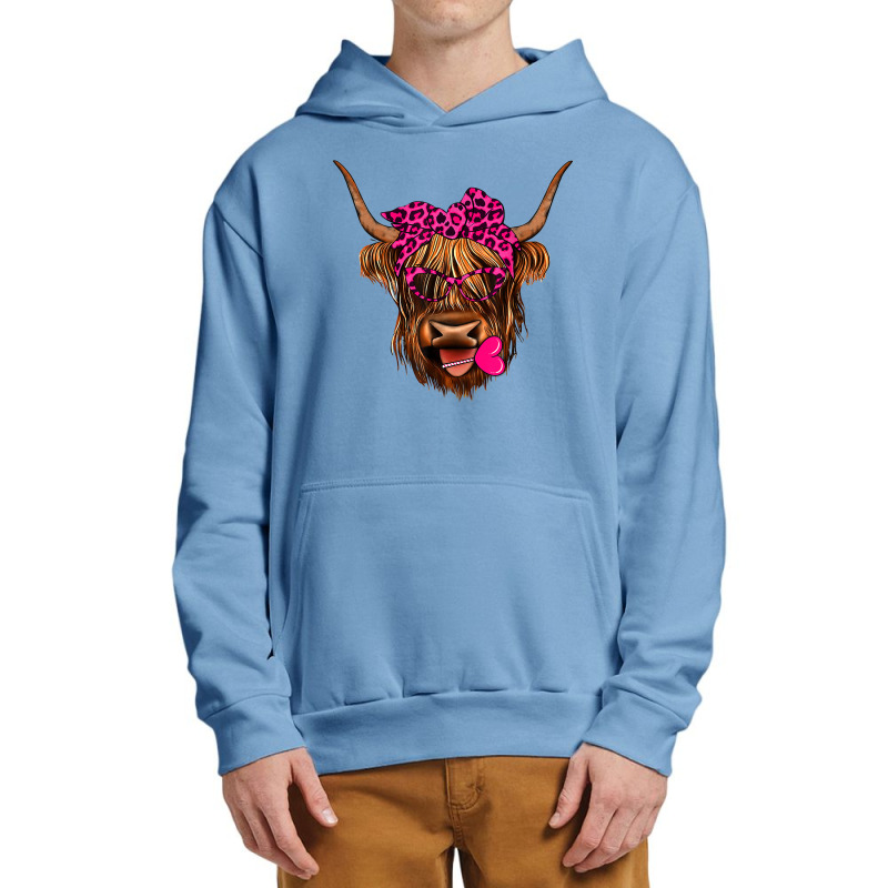 Valentines Highland Cow With Hearts Bandana And Glasses Urban Pullover Hoodie | Artistshot