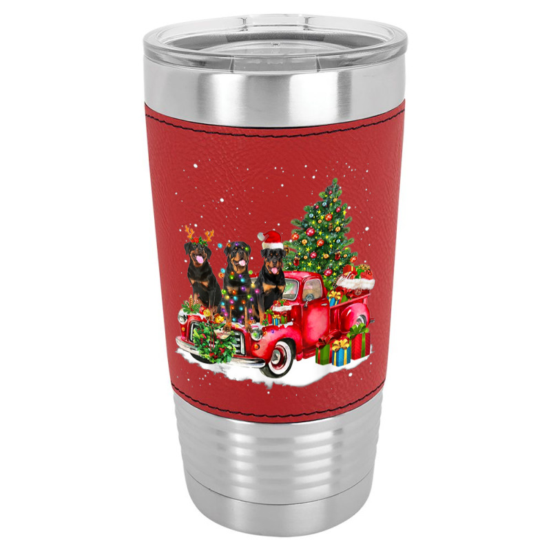 3 Rottweiler Truck Christmas Light Tree Reindeer Santa Xmas Leatherette Tumbler | Artistshot