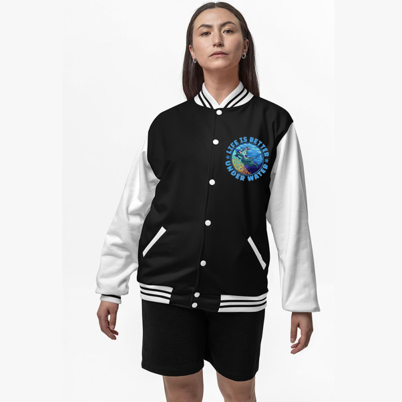 Life Is Better Under Water Marine Biology Scuba Diver Premium Bomber Jacket | Artistshot