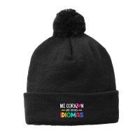 Mi Corazon Late En Dos Idiomas, Bilingual Spanish Teacher Pom Pom Beanie | Artistshot