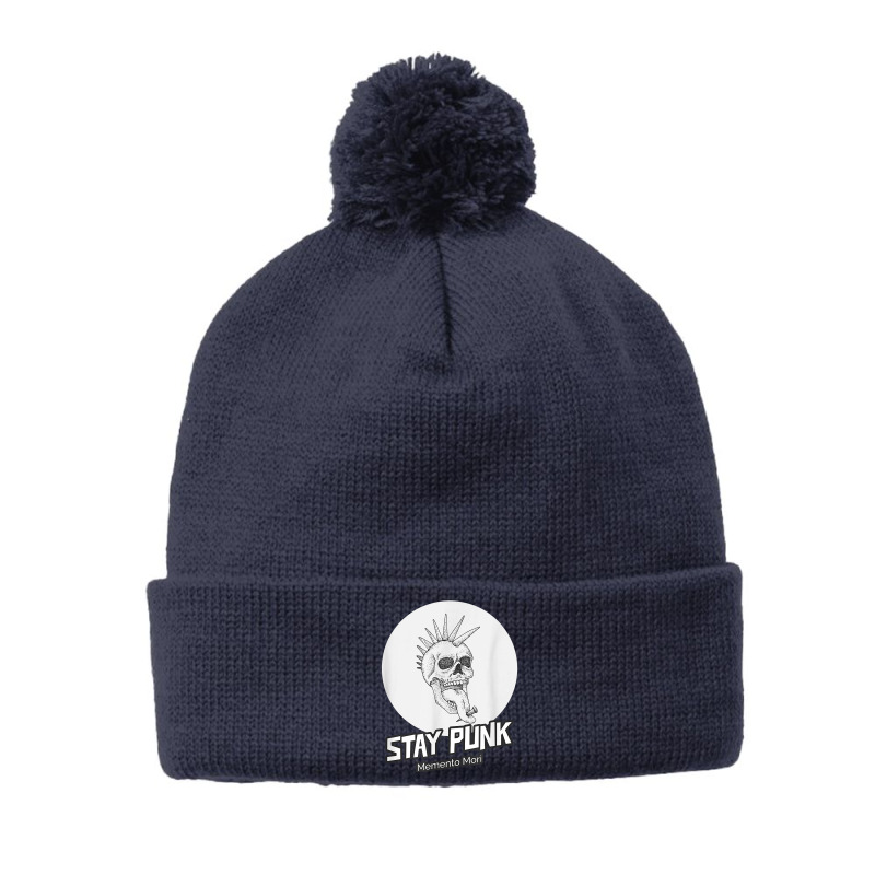 Memento Mori Stay Punk   Funny Goth Rock In Death And Life T Shirt Pom Pom Beanie | Artistshot