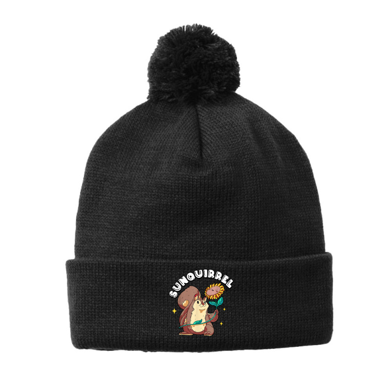 Sunquirrel Squirrel & Sunflower Themed Leisure T Shirt Pom Pom Beanie by agueron | Artistshot