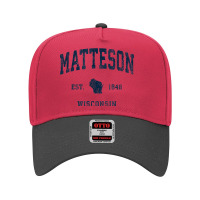 Matteson Wisconsin Wi Vintage Athletic Navy Sports Design Adjustable Baseball Cap | Artistshot