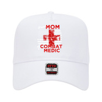 Proud Mom Of A Combat Medic Distressed Flag Pullover Hoodie Adjustable Baseball Cap | Artistshot