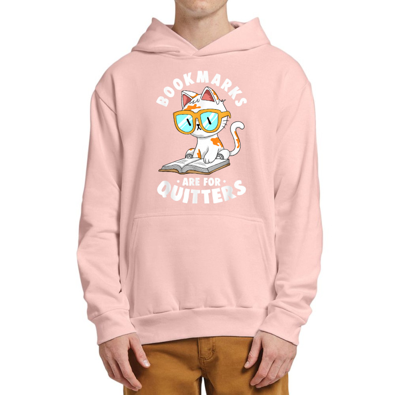 Bookmarks Are For Quitters Cute Nerdy Kitty Bookworm Gift T Shirt Urban Pullover Hoodie by lukaegawaefu | Artistshot