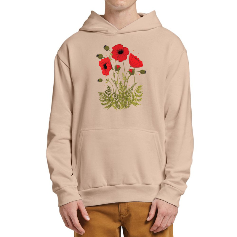 Red Poppies Vector Art Urban Pullover Hoodie | Artistshot