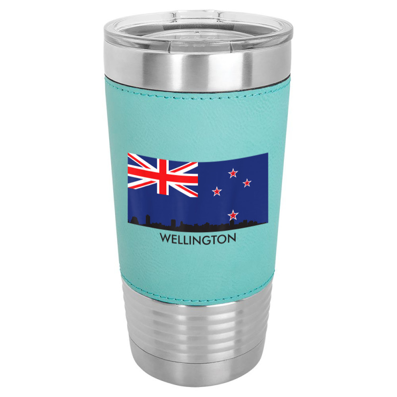 Wellington Skyline New Zealand Flag T Shirt Leatherette Tumbler | Artistshot