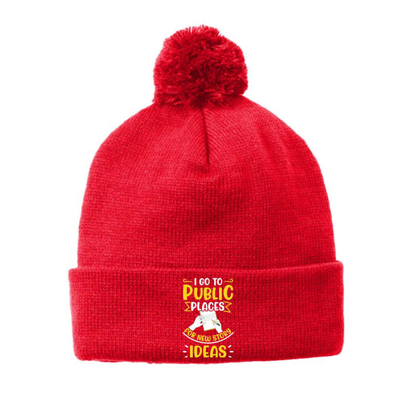 Places For New Story Ideas Funny Book Writer Author Graphic Long Sleev Pom Pom Beanie by Courtney Renee Jensen | Artistshot