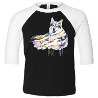 Sitting Wolf Painting T  Shirt Smiling Wolf T  Shirt Toddler 3/4 Sleeve Tee | Artistshot