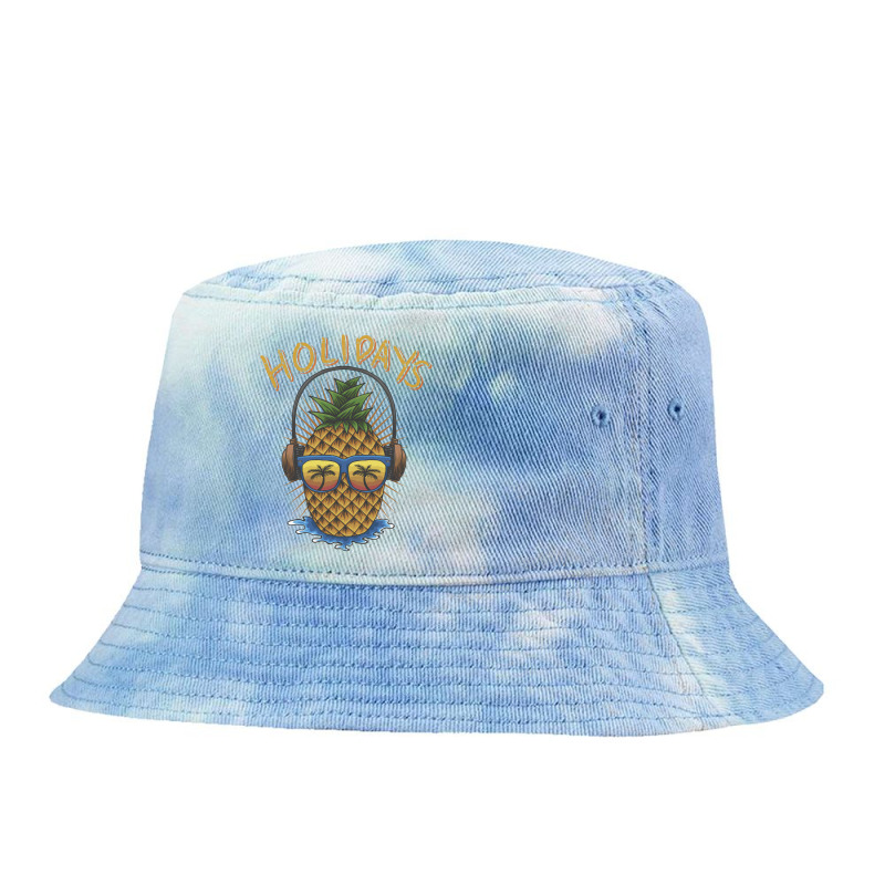 Pineapple Headphone Illustration Tie Dyed Bucket Hat by andypp | Artistshot