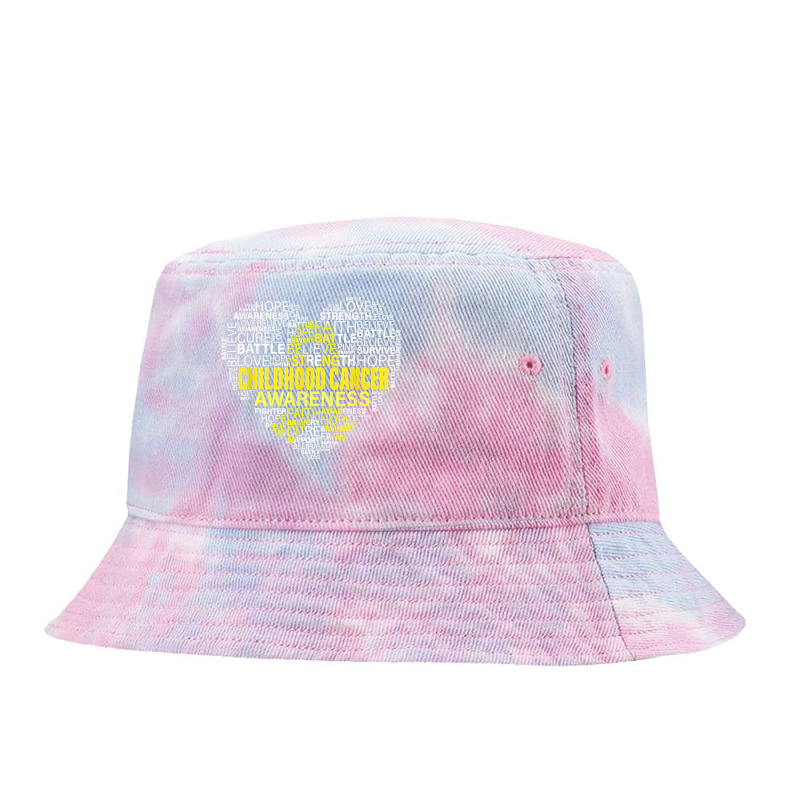 Childhood Cancer Awareness Heart Support Strong Warrior T Shirt Tie Dyed Bucket Hat | Artistshot