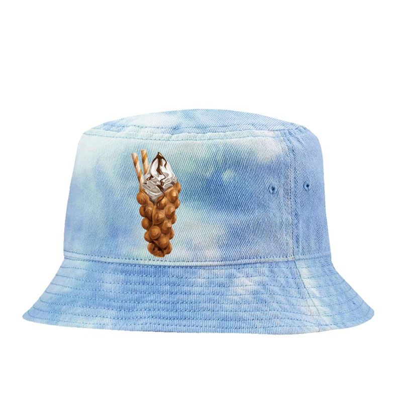 Eggette Bubble Waffle Vanilla Ice Cream T  Shirt Egg Bubble Waffle Van Tie Dyed Bucket Hat by salesmanhuh | Artistshot