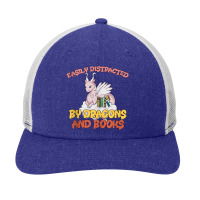 Easily Distracted By Dragon And Books Funny Dragon Designs Gifts Men Snapback Trucker Cap | Artistshot