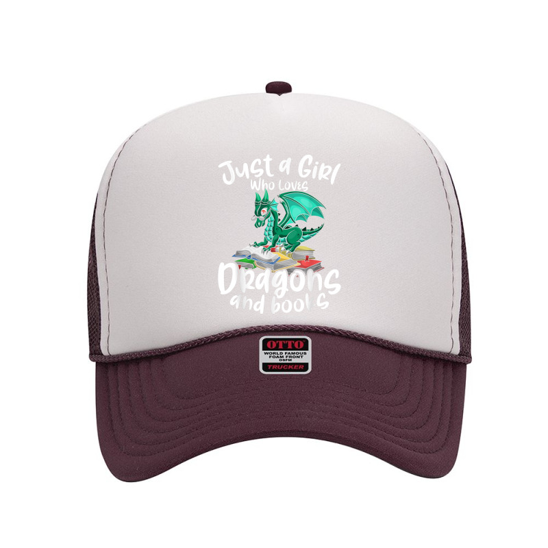 Just A Girl Who Loves Dragons And Books Reading Dragon Graphic Foam Trucker Hat by HailieDesign | Artistshot