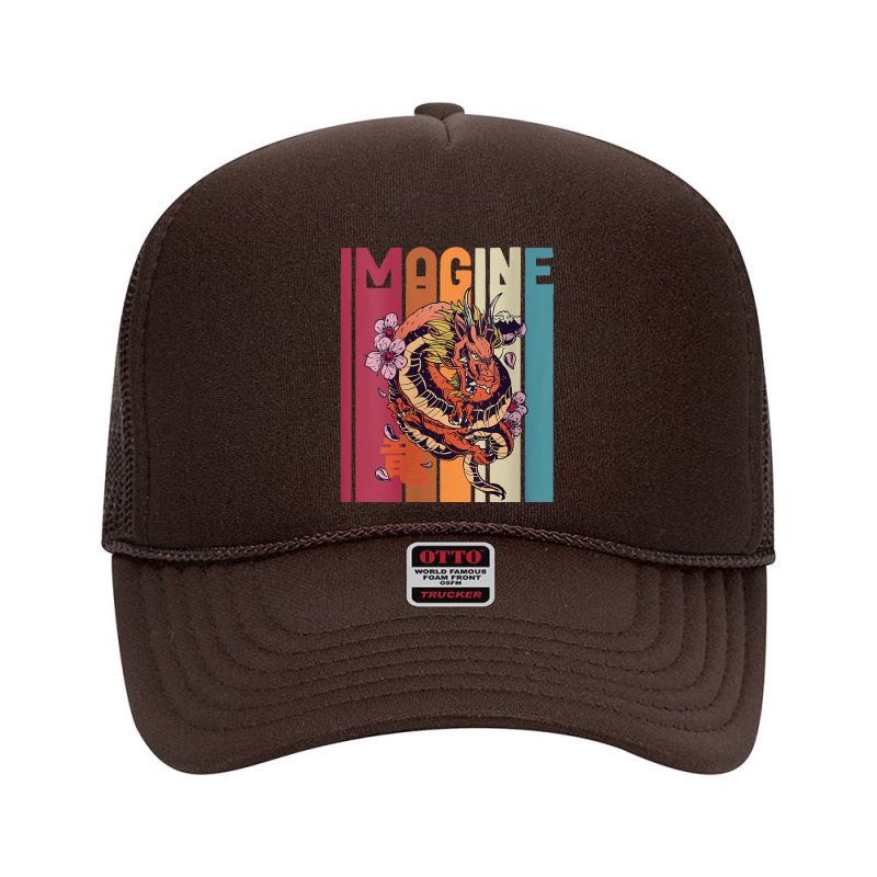 Womens Imagine Great Dragon Vintage Cool Art Great Art Character Foam Trucker Hat by HailieDesign | Artistshot