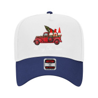 Three Gnomes In Red Truck With Merry Christmas Tree Adjustable Baseball Cap | Artistshot