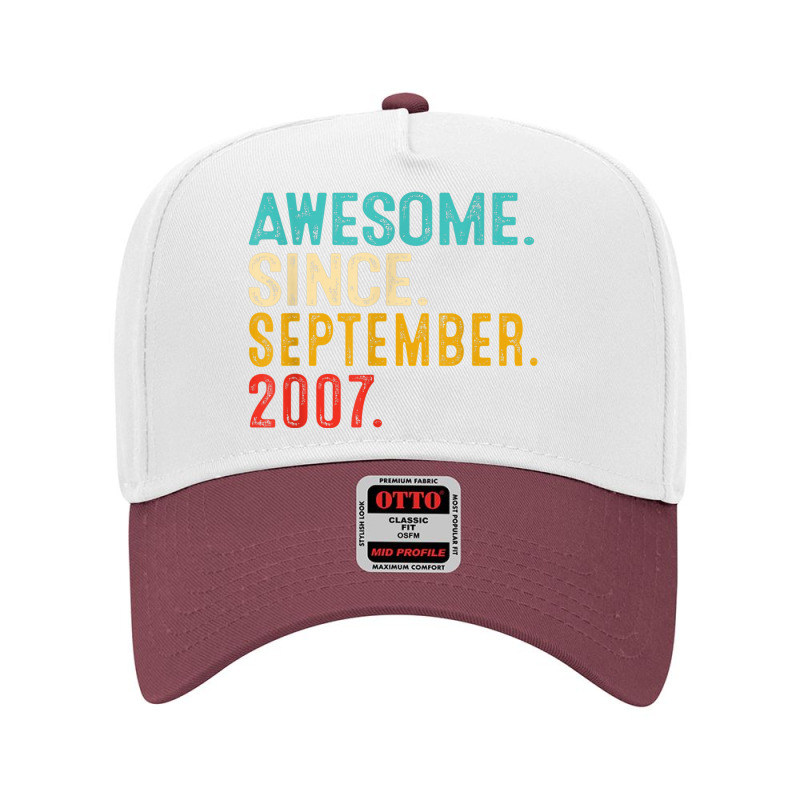 Awesome Since September 2007 15th Bday Gift 15 Year Old Boy Adjustable Baseball Cap | Artistshot