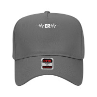 Emergency Medicine Physician Nurse Gift Er Heartbeat Pulse T Shirt Adjustable Baseball Cap | Artistshot