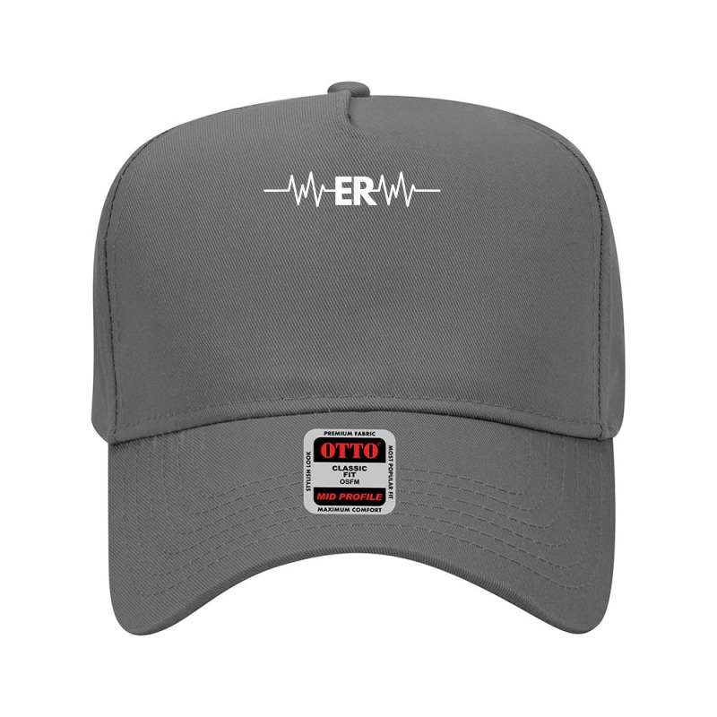 Emergency Medicine Physician Nurse Gift Er Heartbeat Pulse T Shirt Adjustable Baseball Cap | Artistshot