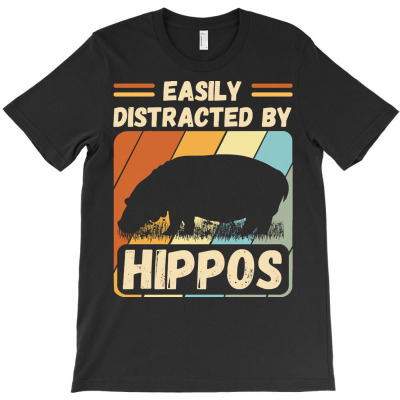 Easily Distracted By Vintage Hippos T  Shirt Easily Distracted By Retr T-shirt Designed By Levi Nicolas