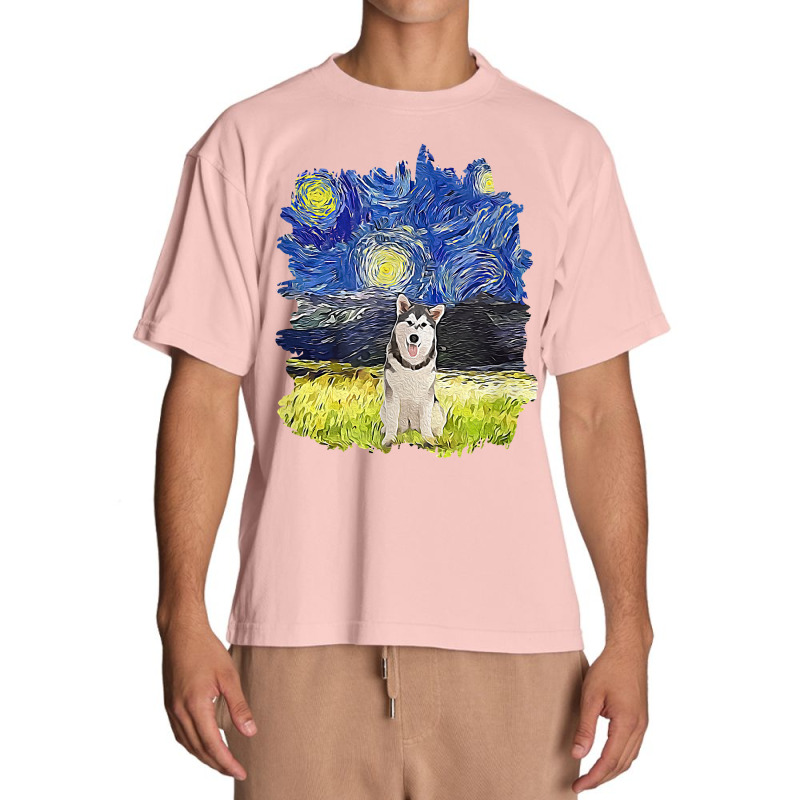 Starry Night Impressionist   Dog Art Alaskan Malamute T Shirt Urban Heavy T-shirt | Artistshot