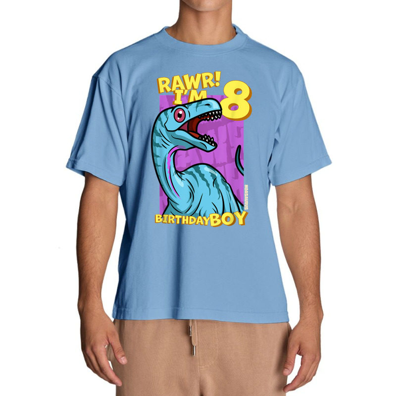 Rawr! I'm 8 Birthday Boys 8th Birthday Dino Noasaurus T Shirt Urban Heavy T-shirt | Artistshot