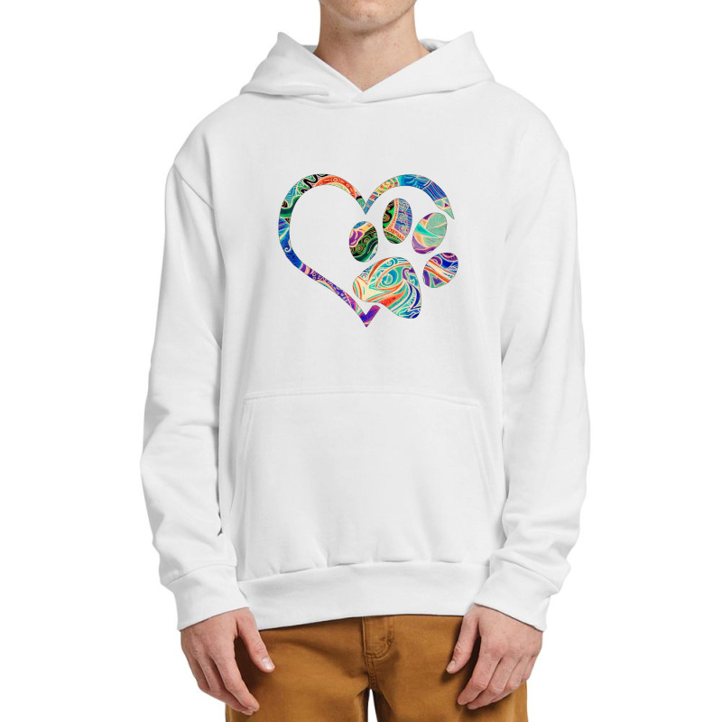 Animal Rescue Dog Paw Print Tie Dye Rainbow Dog Love Urban Pullover Hoodie | Artistshot