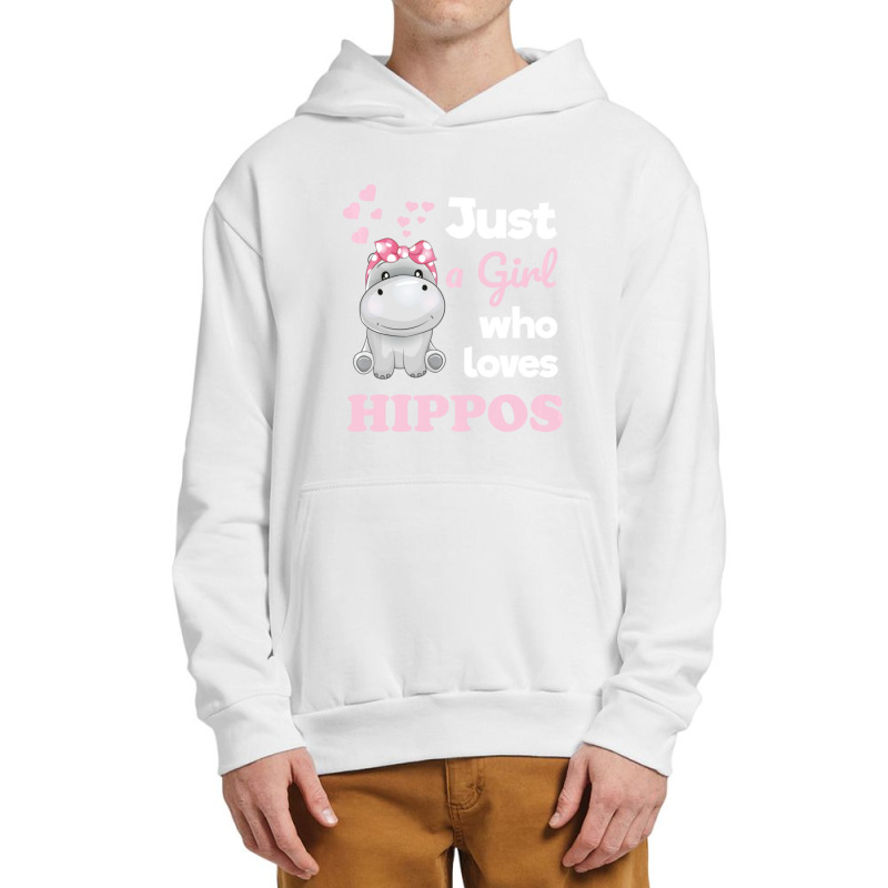 Girls Hippo Gift Just A Girl Who Loves Hippopotamuses Urban Pullover Hoodie | Artistshot