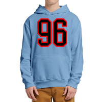 Jersey Number #96 Red Black Sports Birthday Lucky Number 96 Urban Pullover Hoodie | Artistshot