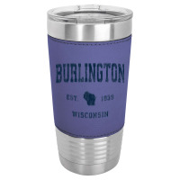 Burlington Wisconsin Wi Vintage Athletic Navy Sports Design Leatherette Tumbler | Artistshot