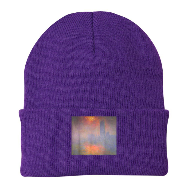 Monet's London Houses Of Parliament The Sun Shining Fog T Shirt Beanie by densonozmastonmq | Artistshot