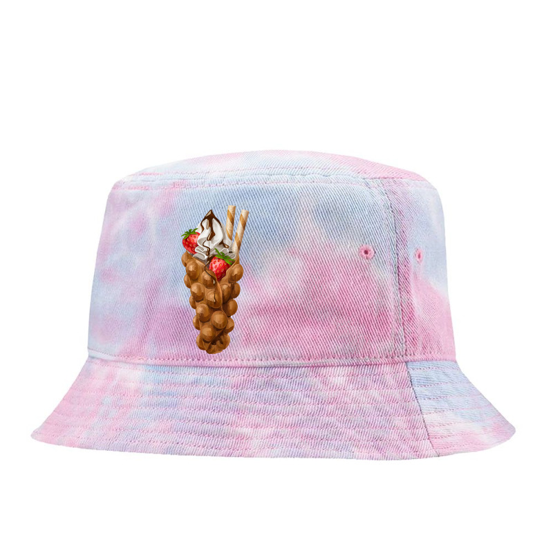 Eggette Bubble Waffle Strawberry Cream T  Shirt Egg Bubble Waffle Vani Tie Dyed Bucket Hat by thymeartiste | Artistshot