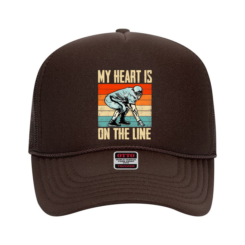 Retro Vintages My Heart Is On The Line Football Lineman Foam Trucker Hat by pester | Artistshot