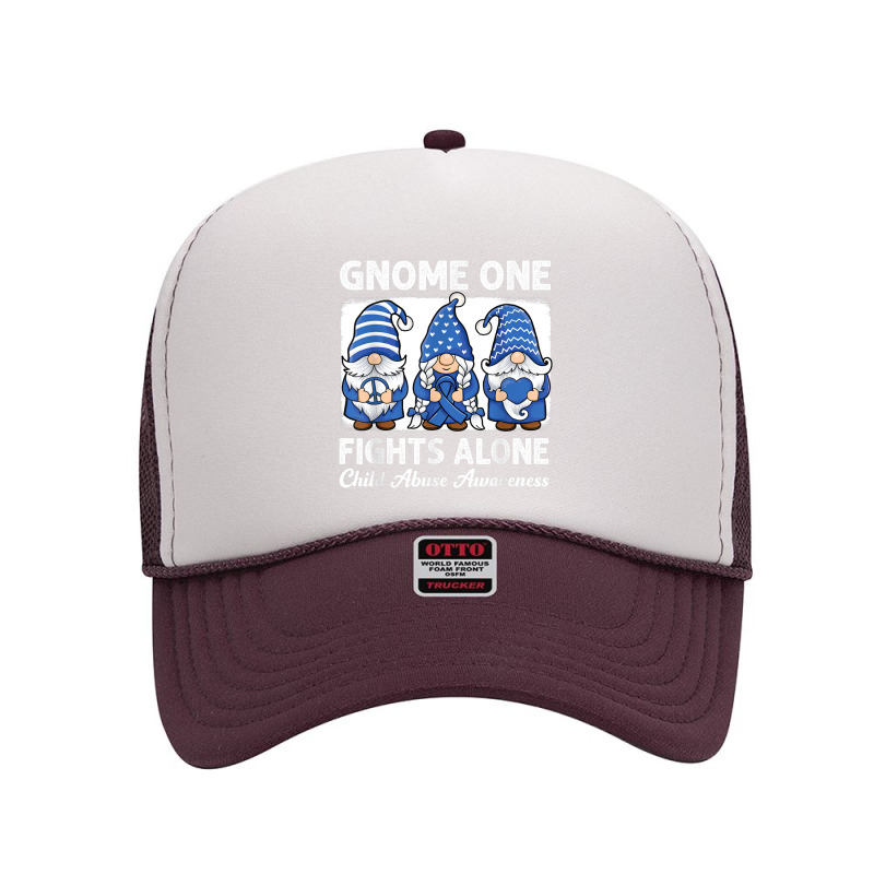 Gnome One Fights Alone Child Abuse Prevention Awareness Foam Trucker Hat by NathanielDesign | Artistshot